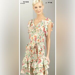 DIANE VON FURSTENBERG DVF FLORAL SHIMMER DRESS 2 LUPE RAINBOW GARDEN